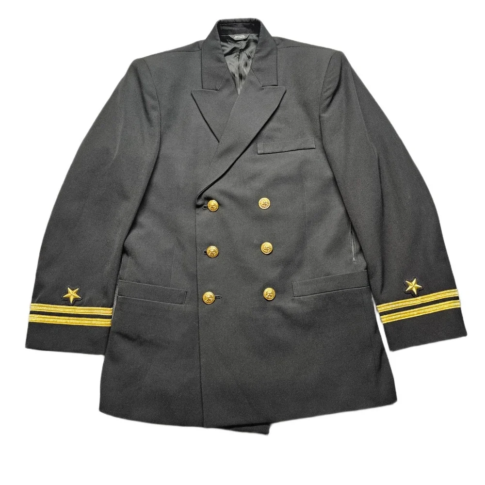 Flying Cross US Navy Uniform Blazer Jacket Mens 40R‎ Black Double Breasted USA